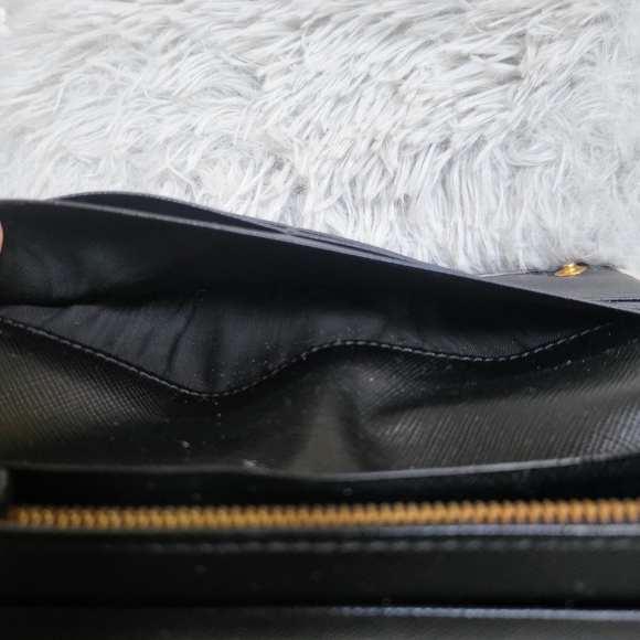 Prada Black/White Perforated Saffiano Leather Flap Continental Wallet - Picture 8 of 12